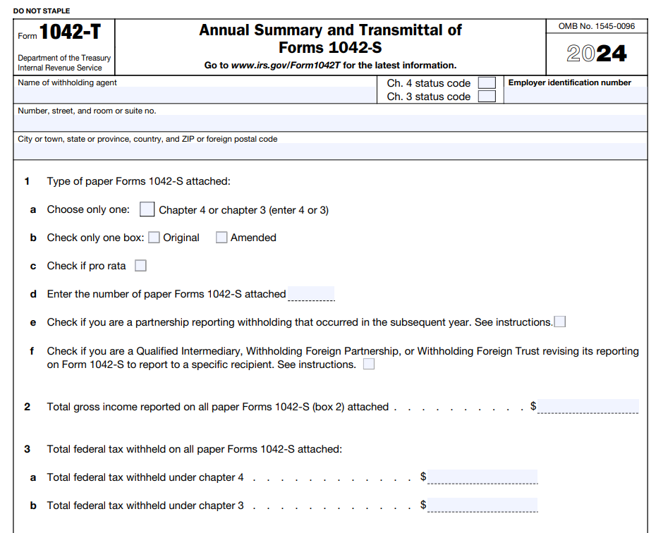 form 1042 instructions